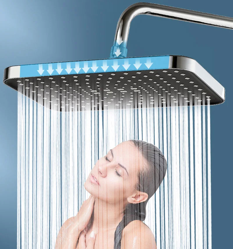 New 30cm Large Size High Pressure Overhead Rain Shower Head Large Flow Booster Rain Shower Head 360° Rotation Water Saving