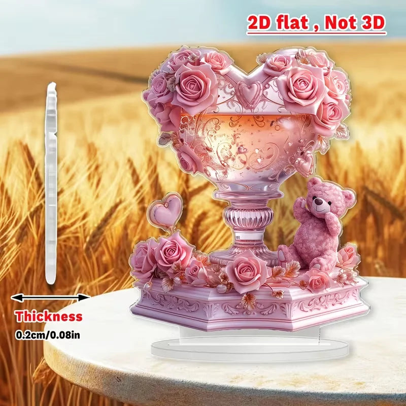 Heart-Shaped Crystal Rose Ornament.