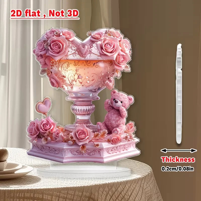 Heart-Shaped Crystal Rose Ornament.