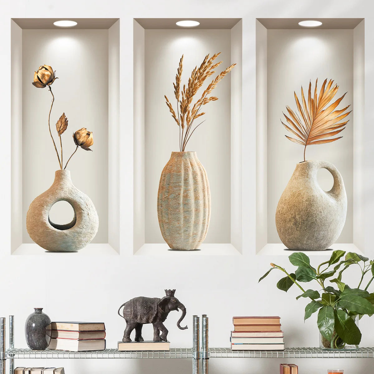 Contemporary Space-Themed Matte Finish Wall Stickers with Flower Patterns, Reusable Self-Adhesive Polyvinyl Chloride Decals, Obl
