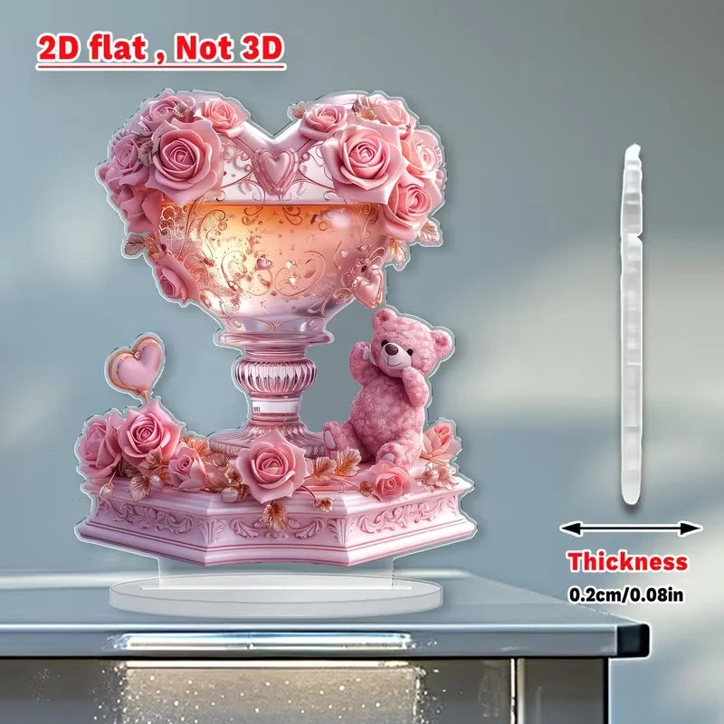 Heart-Shaped Crystal Rose Ornament.
