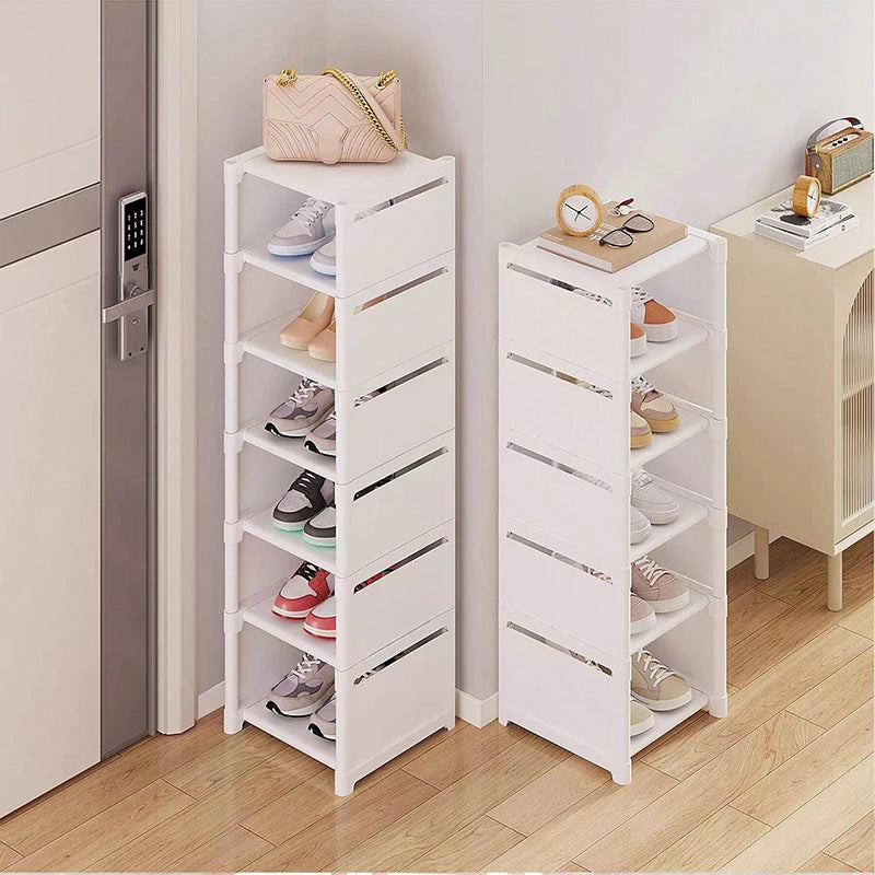 Shoe rack Small shoe cabinet widened against the wall door shoe rack small narrow household storage rental multi-storey