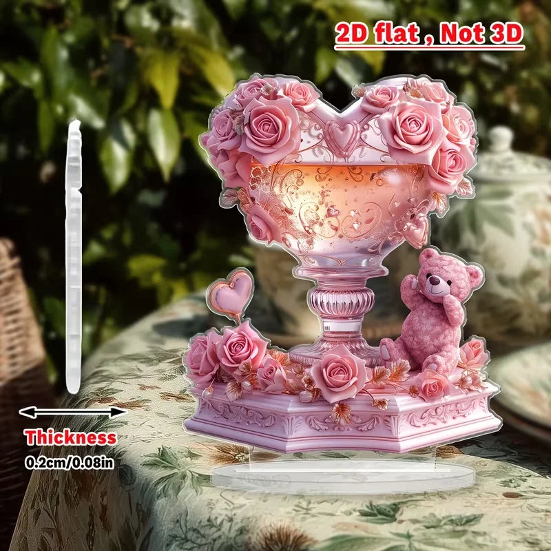 Heart-Shaped Crystal Rose Ornament.